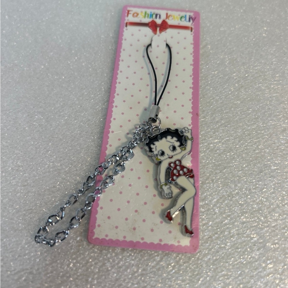 Fashion Jewelry black white and red polka dot charm strap Betty Boop